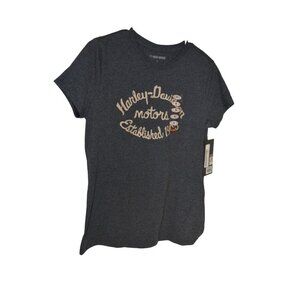 Harley-Davidson Women’s T-Shirt Size M Charcoal Gray Vintage Logo Graphic NWT